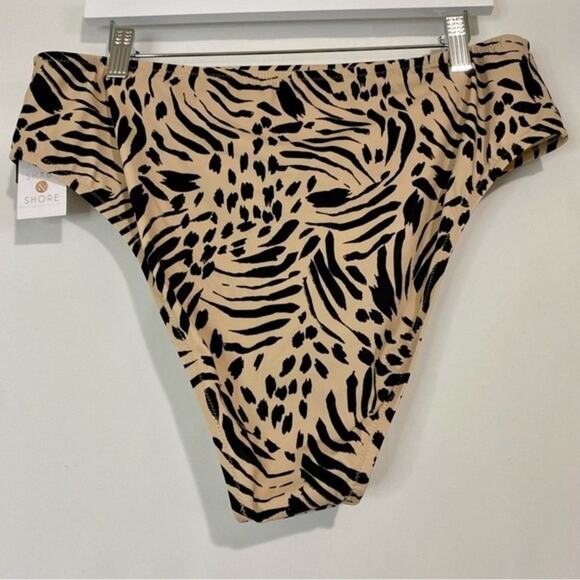 Shade & Shore Women’s Animal Print Bikini Swim Bottom Tan & Black Size XL NWT - Picture 5 of 5